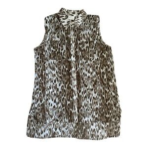 Chico’s Sheer Sleeveless Top Leopard Print Chico’s Size 2
